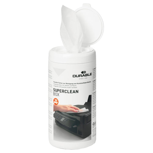 Salviette Detergenti Per Superfici In Plastica Superclean Box 100Pz- Durable