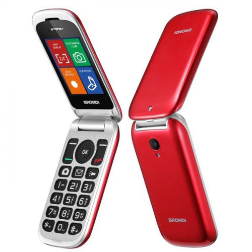 BRONDI STONE+ (ROSSO) - TELEFONO CELLULARE PER ANZIANI - TORCIA - FOTOCAMERA