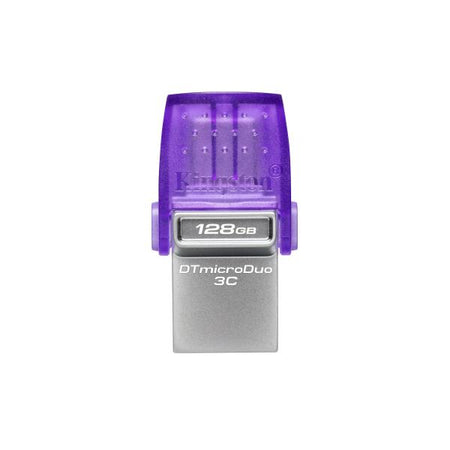 Memoria Pen Drive Kingston Dual 128 Gb - Doppia interfaccia per porte USB Type-C e USB Type-A - DTMICRODUO 3C -Viola
