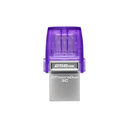 Memoria Pen Drive Kingston Dual 256 Gb - Doppia interfaccia per porte USB Type-C e USB Type-A - DTMICRODUO 3C -Viola