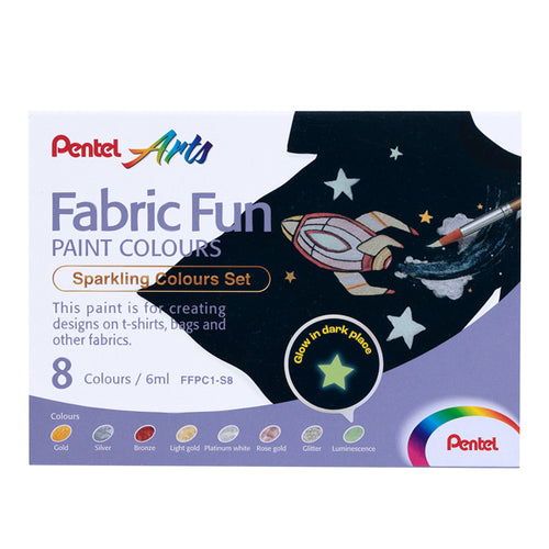 Set 8 Colori Sparkling Per Tessuto Fabric Fun Pentel