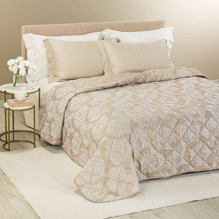 Copriletto Trapuntato Flory ! Caleffi – Raso Jacquard Matrimoniale,