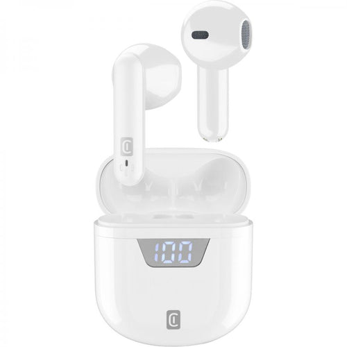 auricolare vivavoce bluetooth doppio  con base di ricarica bianco