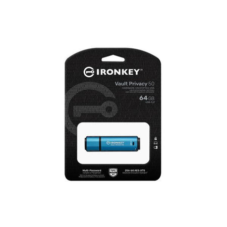Kingston Technology IronKey 64GB Vault Privacy 50 crittografia AES-256, FIPS 197 (64GB IRONKEY VAULT PRIVACY 50 - AES-256 ENCRYPTED FIPS 197)