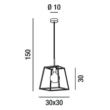 Lampadario classico Perenz TECA 6276 N E27 LED 30x30 sospensione metallo nero lampada soffitto calata