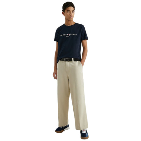Tommy Hilfiger t-shirt blu logo scritta ricamata MW0MW11465403 T-shirt Tommy Hilfiger