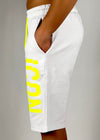 Bermuda bianco con logo fluo