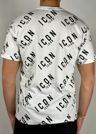 T-shirt con logo stampa all over bianca