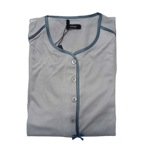 Camicia da notte donna Bisbigli Très Chic, Serie 13, manica lunga con Serafino, tessuto modal 100%, Made in Italy