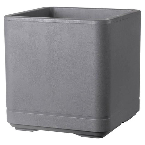 Vaso da fiori Cube - DEROMA - Cosmo - Grigio cenere - Autoirrigante - Ruote - 38 cm
