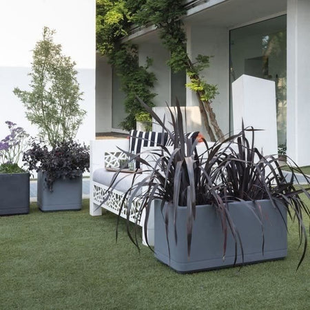 Fioriera Muret - DEROMA - Cosmo - Grigio cenere - Con riserva d'acqua - Ruote - 78 cm