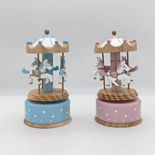 Giostrina musicale Baby Boy GS6/B Special Gifts, altezza 17 cm, diametro 8,5 cm, decorata in celeste, completa di scatola, bomboniera nascita o battesimo.