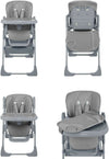 KIKKABOO Seggiolone COMFY+ , regolabile in altezza, con cinture, doppio vassoio, pieghevole, chiusura compatta, comodo, colore GREY, grigio