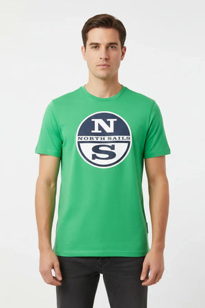 Maglietta North&Sails uomo estiva con logo frontale grande, 100% cotone, manica corta girocollo