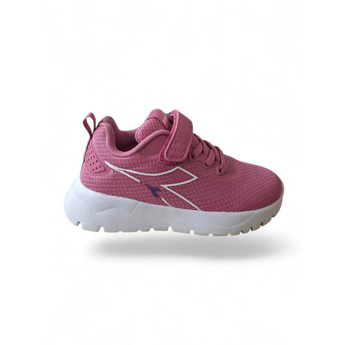 Diadora Evo Run 101.182001 – Sneakers Bambina Rosa Bianco | Velcro e Laccio Elastico | Taglie 28-35