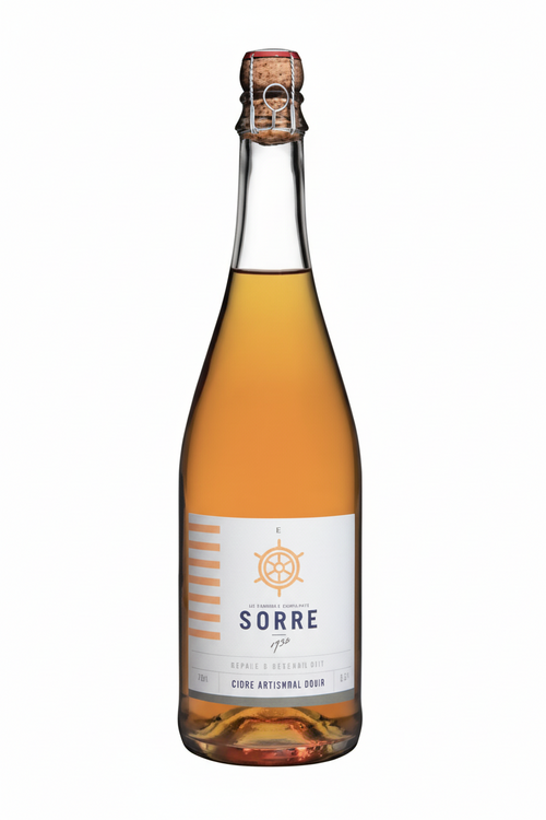 Regalo Sacchetto di stoffa Natalizio Sidro Artigianale Biologico dolce 75cl Bretagne/Infuso chaï bio - 16 bustine / Tavoletta di cioccolato Cachet bio 100g caramello e sale del mare