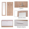 Mobile Ingresso Completo 3 Pezzi con Panca Scarpiera, Appendiabiti, Specchio Legno Bianco, Set Arredo Entrata Salvaspazio, con scarpiera 80 kg, e appendiabiti 30 kg. Marca: HOMCOM