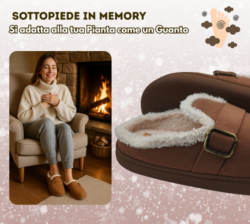 Terranova ciabatte donna invernali con pelo, calde pantofole peluche in memory foam, confort stravolgente