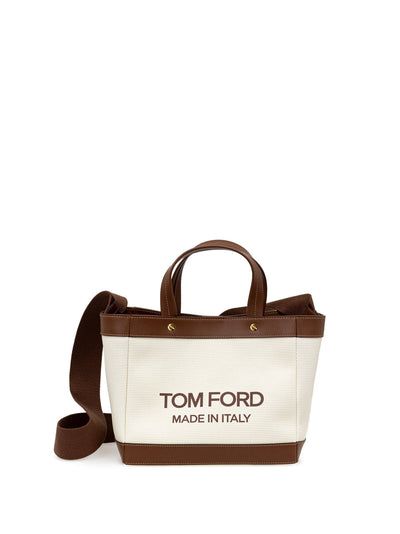 Tom Ford Borsa T-Screw Tote in Canvas Beige da donna