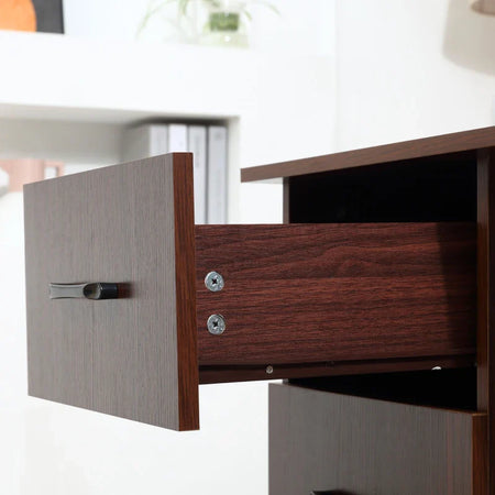 Scrivania Ufficio con  Cassetti e 3 Ripiani Reversibili in Legno, 120x49x72cm, Noce NW9836-068V01NW9
