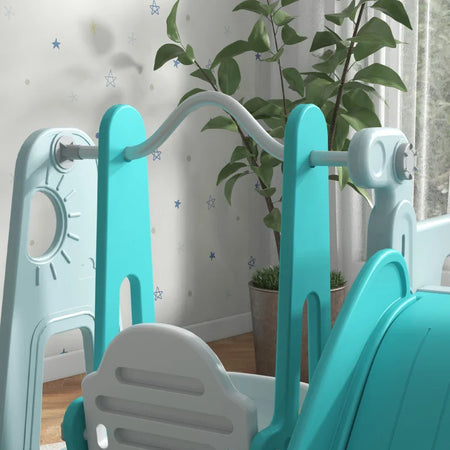 Set Scivolo per Bambini 18-48 Mesi con Altalena, Macchinina e Canestro, 201x151x87.5cm, Azzurro GH6331-041V00LBGH6