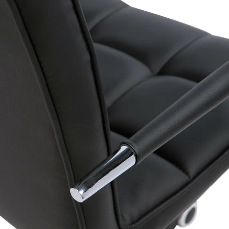 Sedia da Ufficio Ergonomica in pelle PU Nero, Sedia da Studio con 5 Ruote Girevoli, Imbottitura e Altezza Regolabile, 52.5x54x84-99cm ML402-0697ML4
