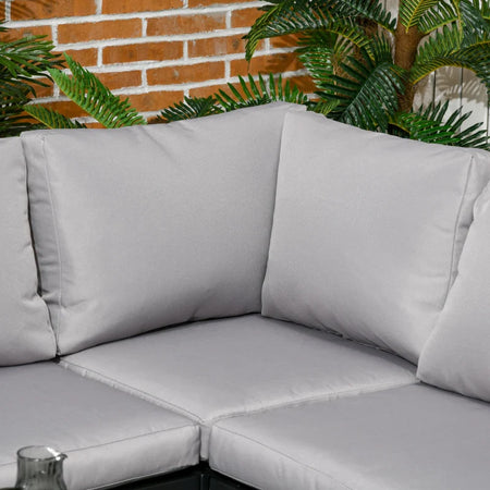Set da Giardino 4 Pezzi con 2 Divanetti, Poltrona Angolare e Tavolino da Caffè in Vetro Temperato 84G-049V00LG