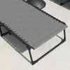 Set 2 Lettini Prendisole con Schienale Reclinabile e Tasca, in Acciaio e Poliestere, 65x188x36 cm, Grigio e Nero 84G-268V01GY