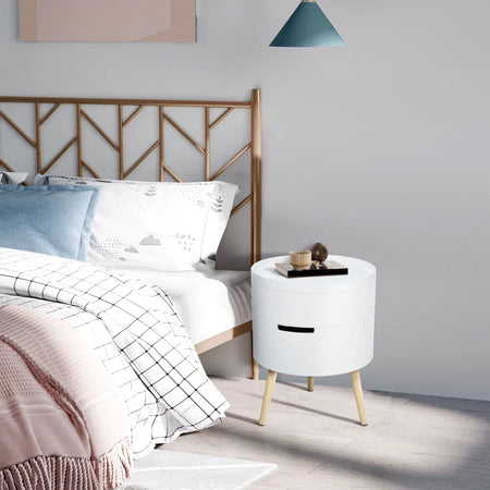 Tavolino da Caffè Vassoio Rimovibile in Legno Bianco VT9833-874VT9 , soggiorno salotto basso nero bianco marrone grgio design moderno sala moderno alto divano camera legno vetro rotondo