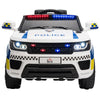 Macchina Elettrica per Bambini della Polizia, Batteria 12V e Telecomando, Sirena Luci Attacco USB per Musica, 110x68x52cm, Bianco LM2370-187V90LM2