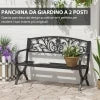 Panca Panchina da Giardino Esterno Metallo, Ghisa 127 × 60 × 85cm Nero 84B-009