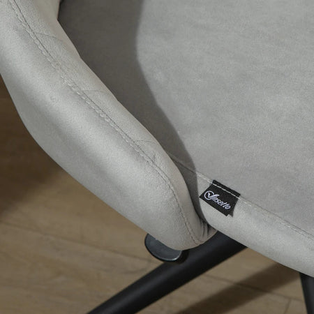 Sedia da Ufficio in Velluto Grigio con Altezza Regolabile, Sedia Ergonomica Girevole a 360° e Ruote, 50x58x77-87cm JH1921-488GYHJ1