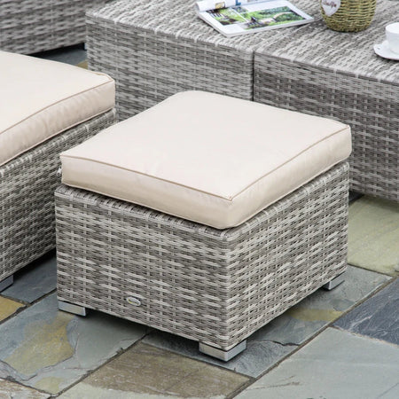 Salotto da Giardino in Rattan PE da 8 Pezzi con Poltrone, Tavolini e Sgabelli, Beige 860-099BG