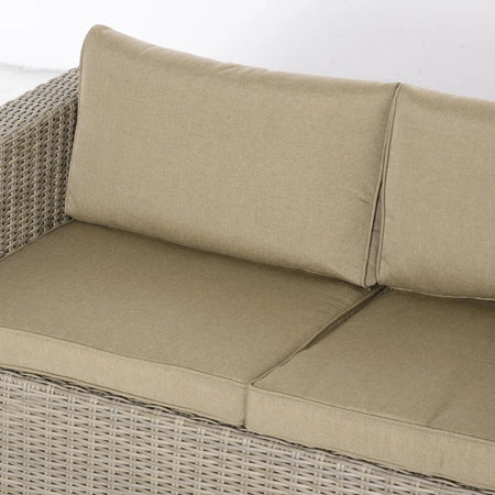 Set 4 Pz Salotto da Esterni in Rattan con 1 Divano, 2 Poltrone e 1 Tavolino, Kaki e Beige 860-211