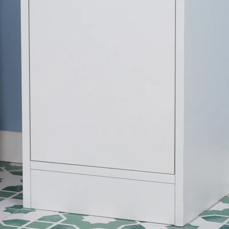 Colonna Bagno Salvaspazio in Legno con Specchio e Apertura a Pressione, 30x28x170cm, Bianco KL7834-461V01KL7