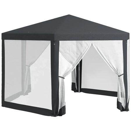 Gazebo da Giardino Esagonale con Doppio Ingresso, in Metallo e Poliestere, 3.94x3.94x2.5 m, Grigio  84C-044V02CG