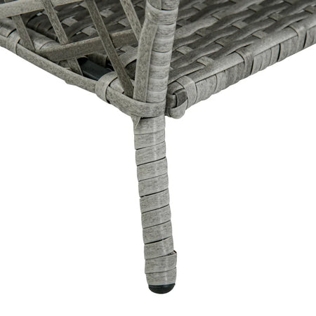 Set Lettino Prendisole e Tavolino in Rattan PE, Sdraio da Giardino Regolabile su 5 Posizioni e Tavolino a 2 Ripiani, Bianco Crema 862-054GY