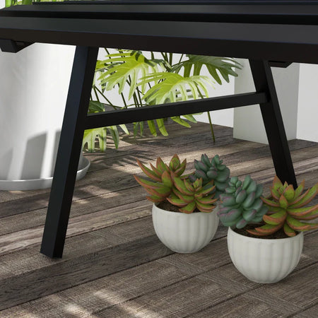 Panchina da Esterno in Alluminio a 2 Posti a Doghe, 123x67x79cm, Nero 84G-206V00BK