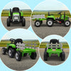 Trattore Elettrico per Bambini 3-6 Anni con Rimorchio Rimovibile, Batteria 12V e Telecomando, Verde RG1370-281V90GNRG1
