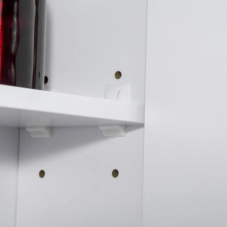 Armadietto Specchiera da Bagno con 3 Armadietti, 3 Ripiani e Luce LED, 90x15x65 cm, Bianco UJ2834-416WTUJ2