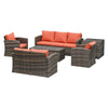 Set Mobili da Giardino 6 Pezzi in Rattan con Divani, Poltrone e Tavoli Contenitore, Marrone 860-120