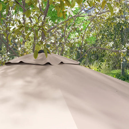 Ombrellone 3x3 m a Braccio con 8 Stecche, Pedale e Manovella, in Alluminio e Poliestere, color Khaki 84D-112V01KK
