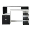 Scrivania per Ufficio con Ripiano Stampante, 2 Cassetti e 3 Mensole, in MDF Bianco e Nero, 137 x 55 x 92cm ZB4920-026ZB4