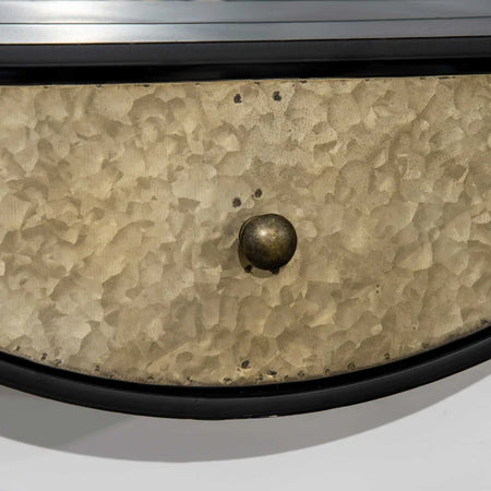 Specchio da Parete Rotondo da Ø61cm con Cassetto e Cornice in Metallo Nero UJ6830-474UJ6