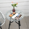 Set Mobili da Giardino in Rattan PE con 2 Sedie e Tavolino con Ripiano in Vetro, Grigio 863-085