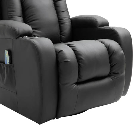 Poltrona Relax Reclinabile fino 150° in Finta Pelle con 8 Punti Massaggio e Riscaldamento, Nero WS7700-050V92BKWS7