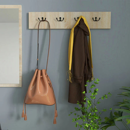 Set da Ingresso con Attaccapanni a Muro 4 Ganci, Scarpiera per 9 Scarpe, Armadietto e Specchio UJ4837-381V80NDUJ4