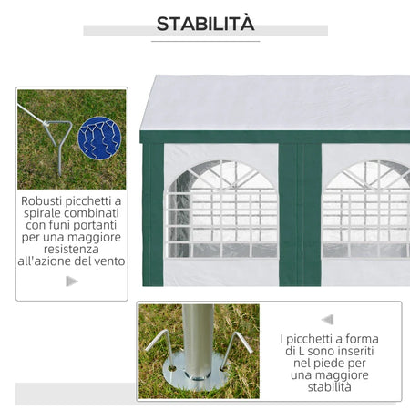 Tendone da Giardino 4x3m per 12 Persone con Doppio Ingresso, Bianco e Verde 84C-371V00GN