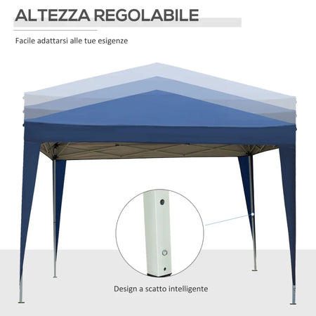 Gazebo da Giardino Pieghevole con Corde e Picchetti Inclusi, 2.95x2.95x2.58 m, Blu 84C-430V00BU