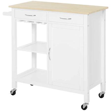Carrello da Cucina Classico con Cassetti e Ruote in Legno Salvaspazio 89x40x84cm MN7801-069MN7